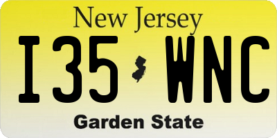 NJ license plate I35WNC