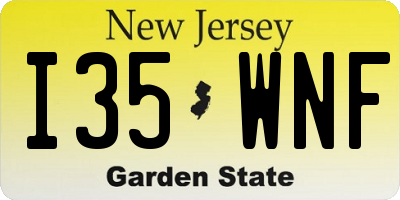 NJ license plate I35WNF