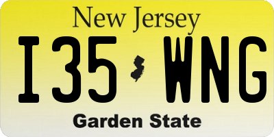 NJ license plate I35WNG
