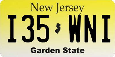 NJ license plate I35WNI