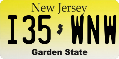 NJ license plate I35WNW
