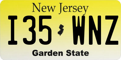 NJ license plate I35WNZ