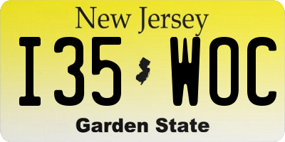 NJ license plate I35WOC