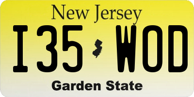 NJ license plate I35WOD