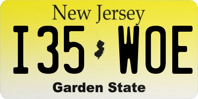 NJ license plate I35WOE