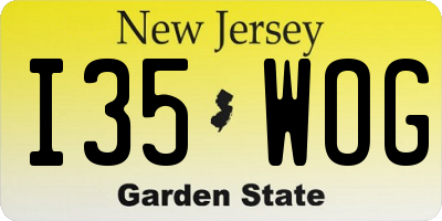 NJ license plate I35WOG
