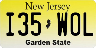 NJ license plate I35WOL