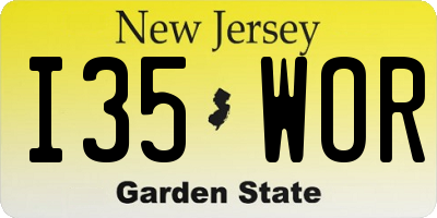 NJ license plate I35WOR