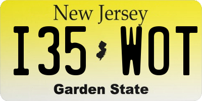 NJ license plate I35WOT