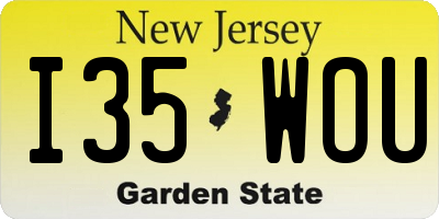 NJ license plate I35WOU