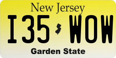 NJ license plate I35WOW