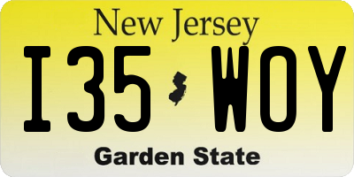 NJ license plate I35WOY