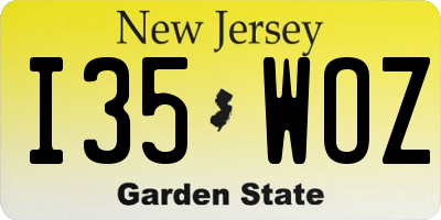 NJ license plate I35WOZ
