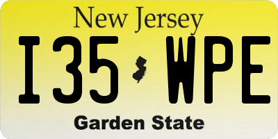 NJ license plate I35WPE