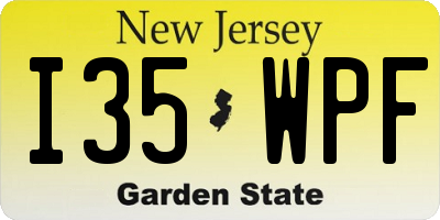 NJ license plate I35WPF