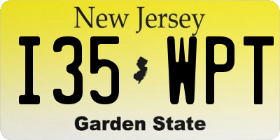 NJ license plate I35WPT