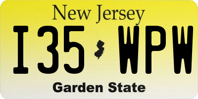 NJ license plate I35WPW