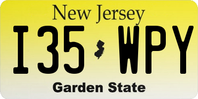 NJ license plate I35WPY