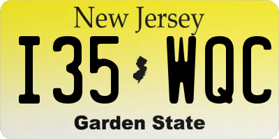 NJ license plate I35WQC