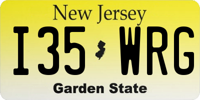 NJ license plate I35WRG