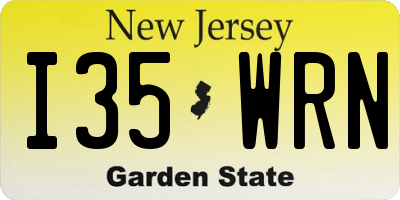 NJ license plate I35WRN