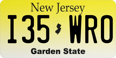 NJ license plate I35WRO