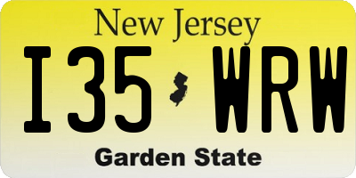 NJ license plate I35WRW