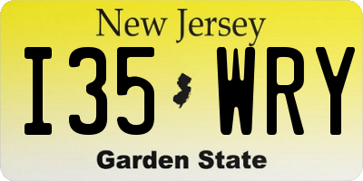 NJ license plate I35WRY