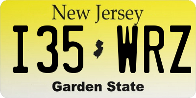 NJ license plate I35WRZ