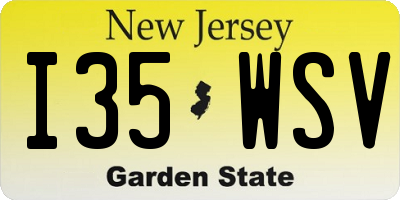 NJ license plate I35WSV