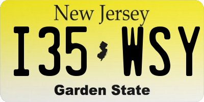 NJ license plate I35WSY