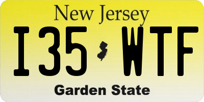 NJ license plate I35WTF