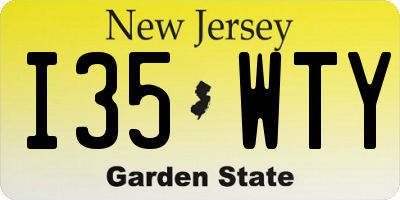 NJ license plate I35WTY