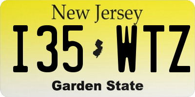 NJ license plate I35WTZ