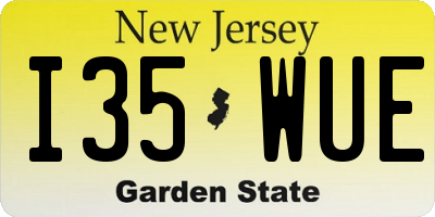 NJ license plate I35WUE