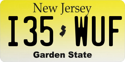 NJ license plate I35WUF