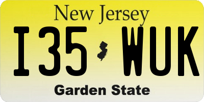 NJ license plate I35WUK