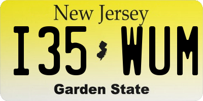 NJ license plate I35WUM