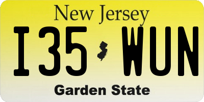 NJ license plate I35WUN