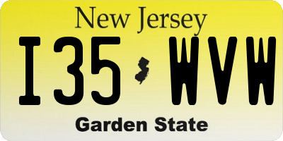 NJ license plate I35WVW