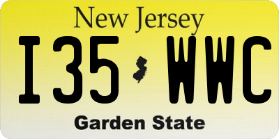 NJ license plate I35WWC