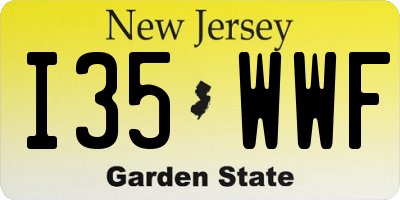 NJ license plate I35WWF