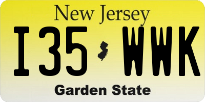 NJ license plate I35WWK
