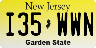 NJ license plate I35WWN