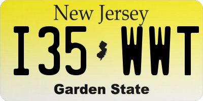 NJ license plate I35WWT