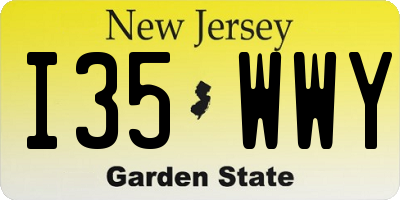 NJ license plate I35WWY