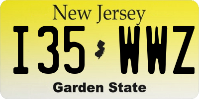 NJ license plate I35WWZ
