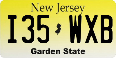 NJ license plate I35WXB