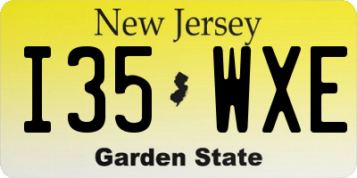 NJ license plate I35WXE