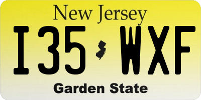 NJ license plate I35WXF